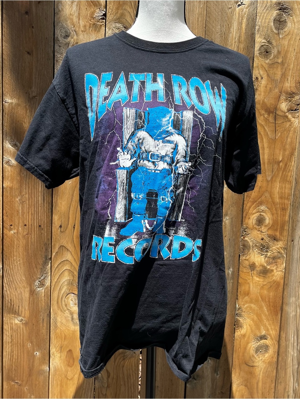 Death Row Records 2021 100%Cotton Black Graphic Tee - Blue & Purple Print